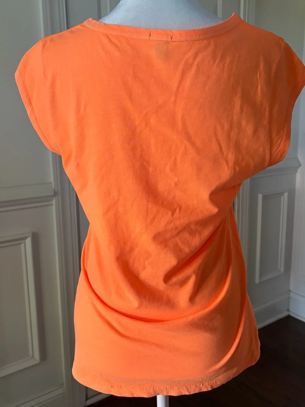 J.Crew Bright Orange Cotton Linen Cap Sleeve Tee Size Small